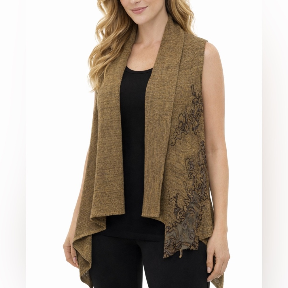 Artisan Hand Knit Sleeveless Cardigan Vest Made Japan Textured Open Weave Silk